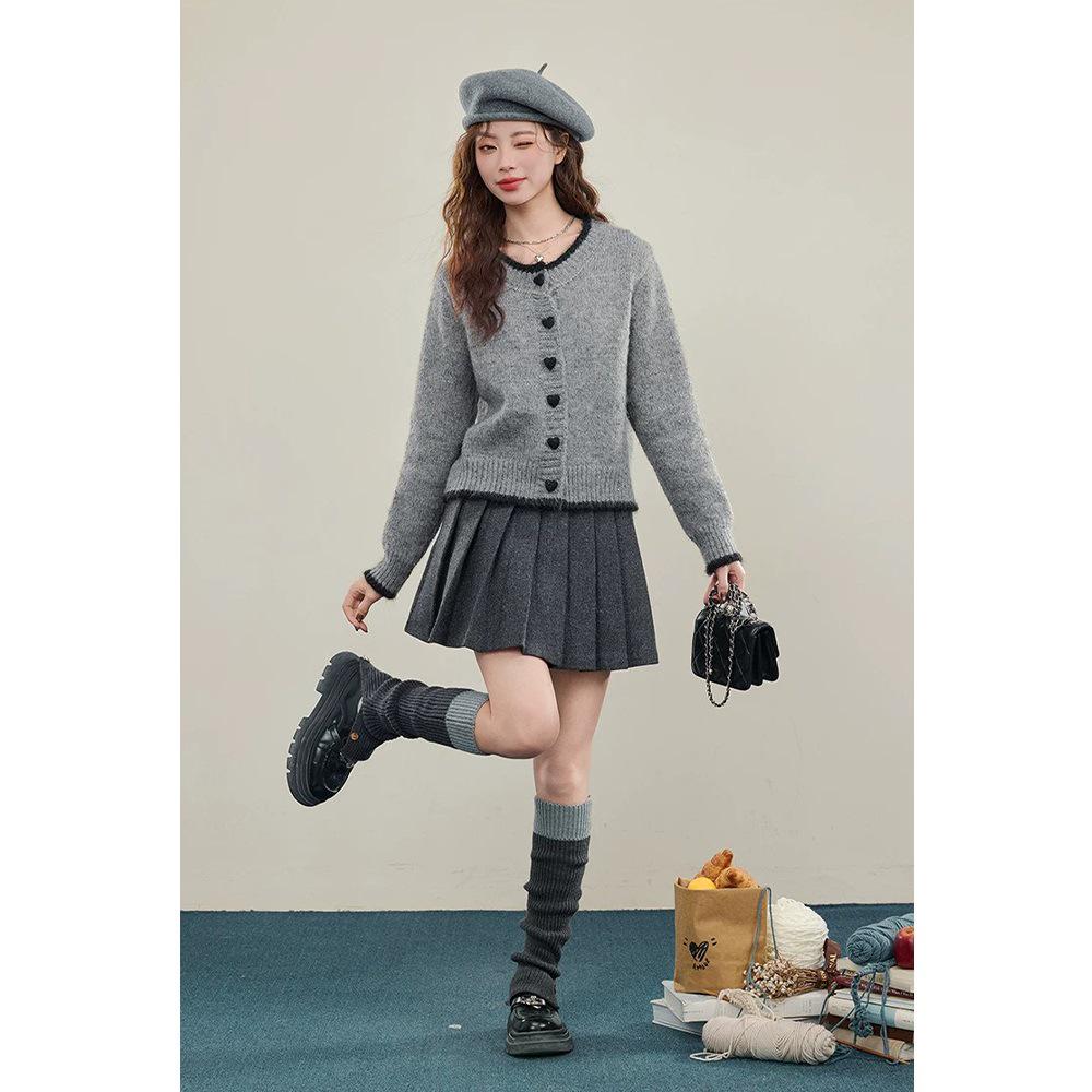 Autumn 2026 Color Block Knit Cardigan Sweater - Soft, Versatile, Short, and High Quality