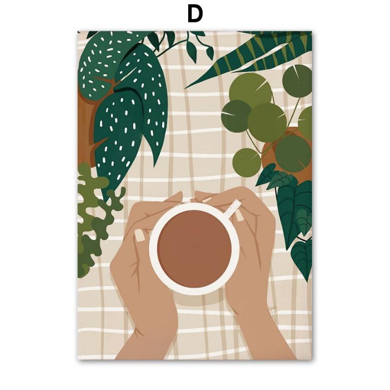 Fashion Girl Book Coffee Cup Life Wall Art Canvas Painting Abstract Posters And Prints Hotel Cafe Wall Picture Indoor Room Decor