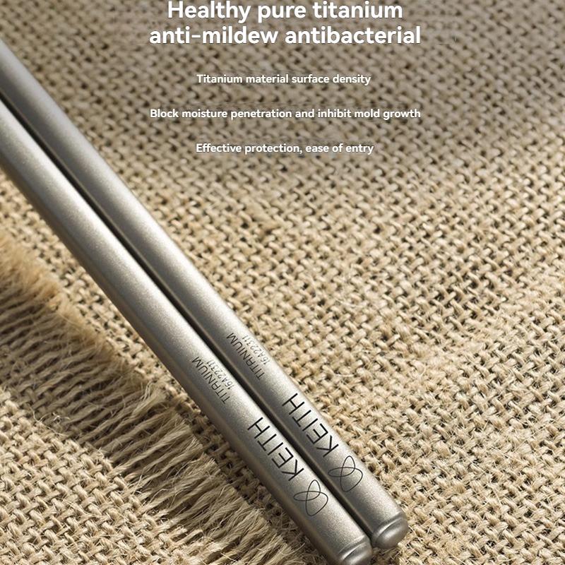Titanium Chopsticks Outdoor Portable Home Non-slip Camping Pure Titanium Tableware Titanium Metal Chopsticks