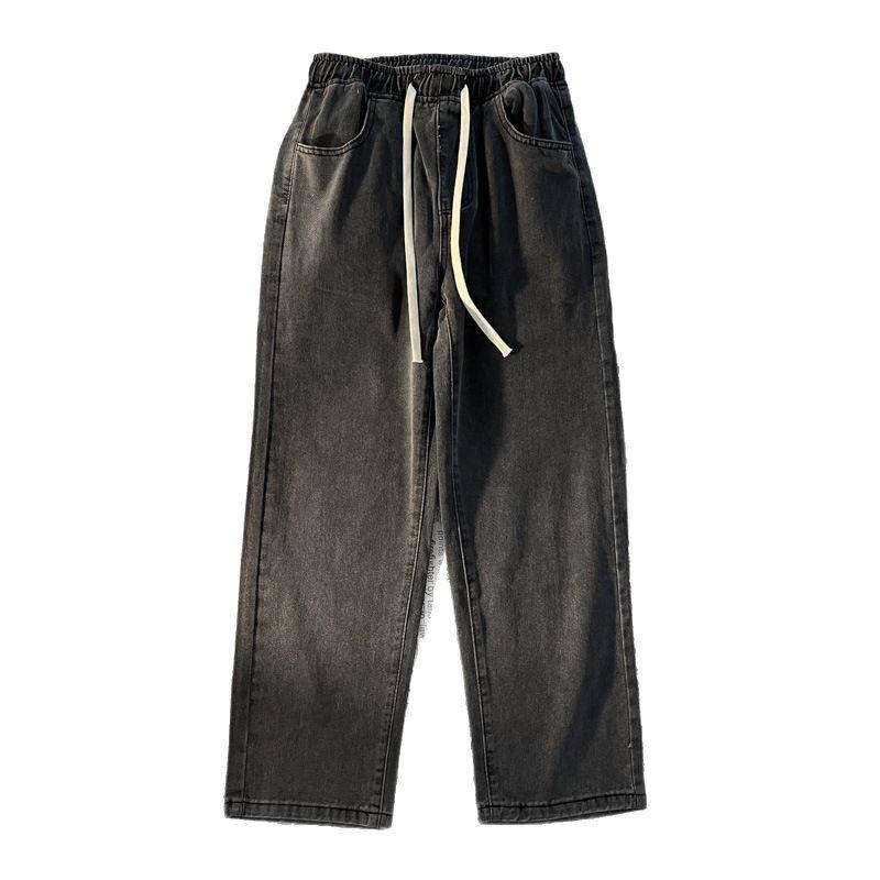 Women's Light Blue Elastic Waist Denim Jeans: Spring/Summer Loose, Slim, Straight, Wide-Leg, Petite, Casual, Comfortable.