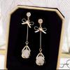 925 Silver Four-Leaf Clover Star Earrings, Korean Style, Slim Design for Women