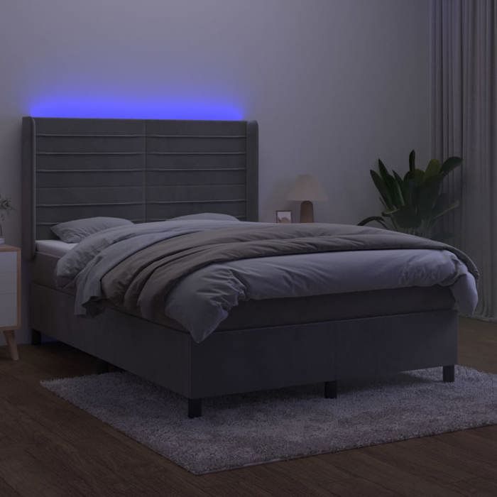 Maison Exclusive - Sommier à lattes de lit matelas et LED Gris clair 140x200 cm