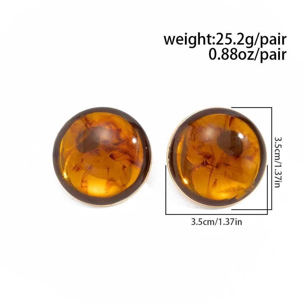 SHIXIN Vintage Geometrické Náušnice Studs s Gradientní Pryskyřicí pro Ženy Módní Minimalistické Kulaté Piercingové Náušnice Barvy Karamelu