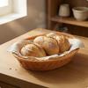 Bread Basket Tray Oval Woven Serving Lattice Base Home Storage 24 X 18 6 CM