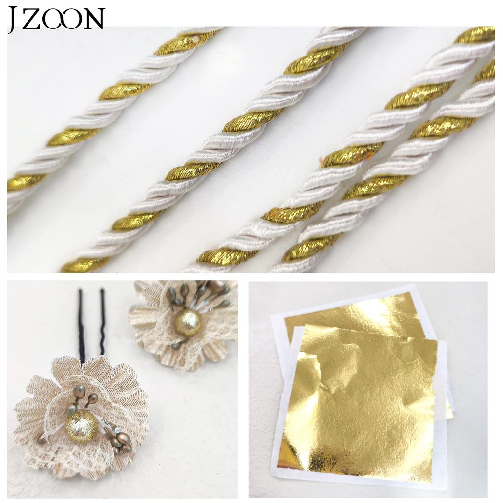 [JZOON] Hair Ornament for Coming-of-Age Ceremony, Mizuhiki, Gold Leaf, Silver Leaf, Braided Cord, Popular Rope Style, Gold, Silver, Hair Accessory,