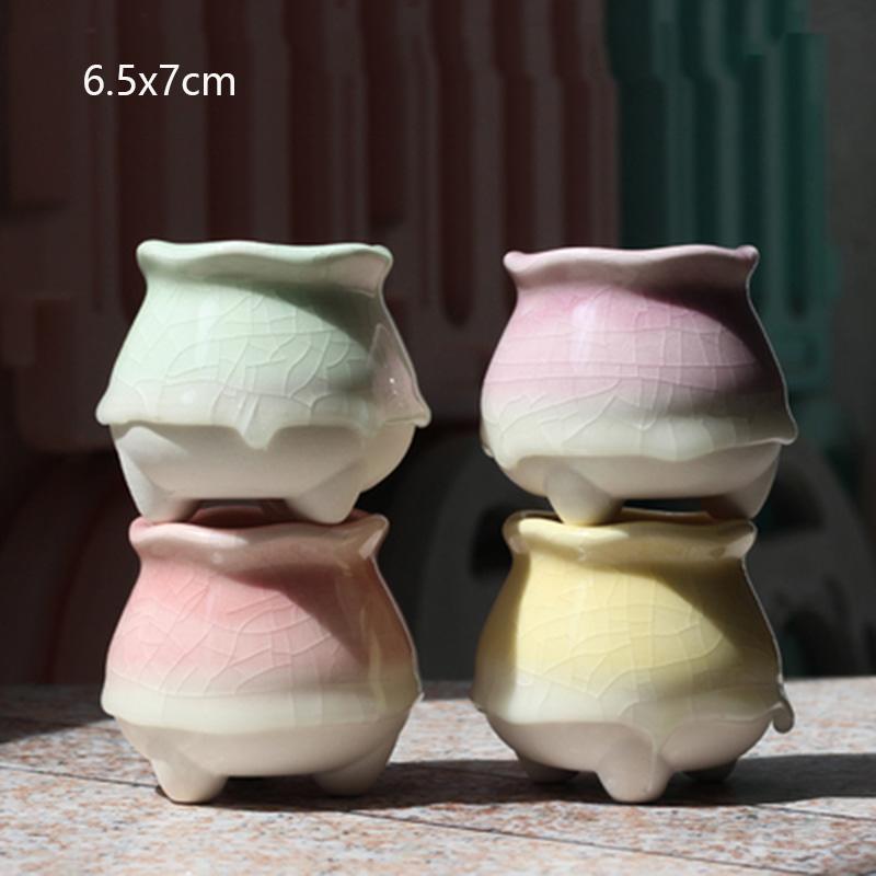 Nordic Style Flow Glaze Ceramic Flowerpot Succulent Cactus Plants Small Bonsai PotMini  Plant Pots Home Garden Decor