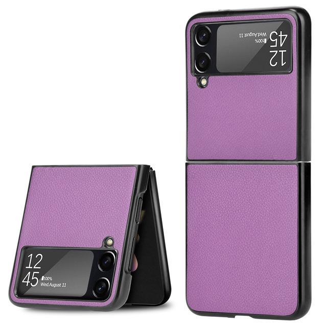 

Модний шкіряний чохол із малюнком Lychee для Samsung Galaxy Z Flip 3 Cover Антидетонаційні розкішні шкіряні чохли для Flip3 лавандовий