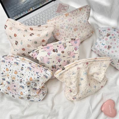 1 peça Bolsa de Cosméticos Estampa Desenho Animado Dupla Face Grande Capacidade Multifuncional Lona Zíper Bolsa de Armazenamento para Viagem