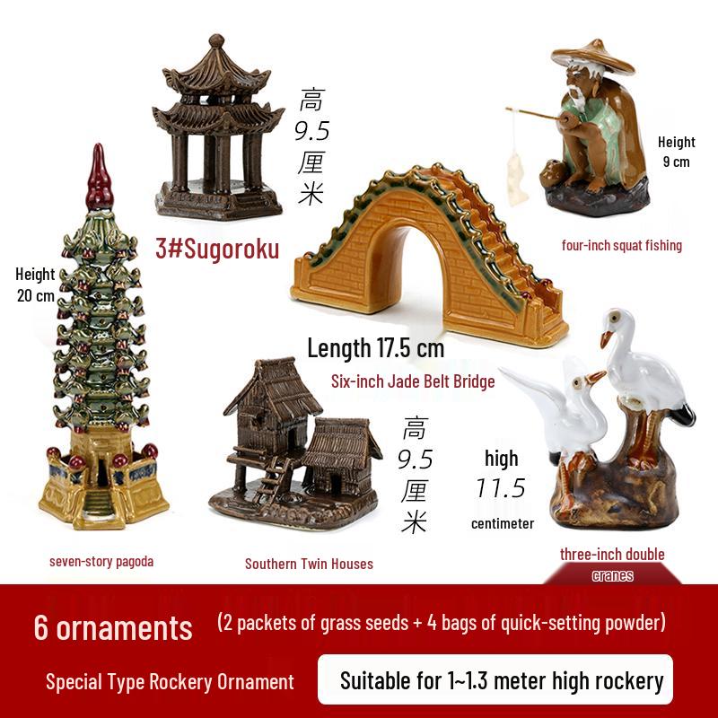 Rocalla de Piedra de Montaña Cerámica para Estanques de Peces, Decoraciones de Bonsái - Adornos de Paisaje para Patio.