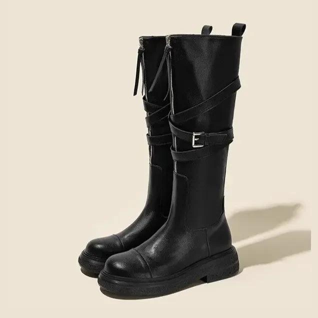 Fashion Retro Western Denim Mid-calf Boots for Women Designer Platform Ladies Shoes Fashion Soft-soled Autumn Winter Ankle Boots Female