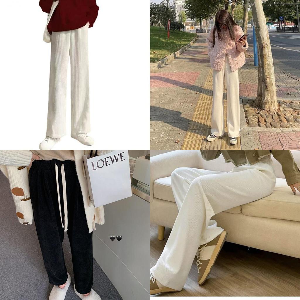 Wide Leg Pants For Women With Plush Fleece And High Waist For Autumn Winter Casual Wear