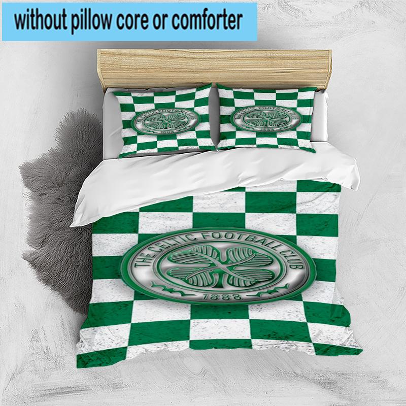 3pcs Cel-tic Football Club Crest Printed Bedding Set Duvet Cover Closure Includes 1 Duvet Cover & 2 Pillowcases Bedding Sets Home Decor Gifts