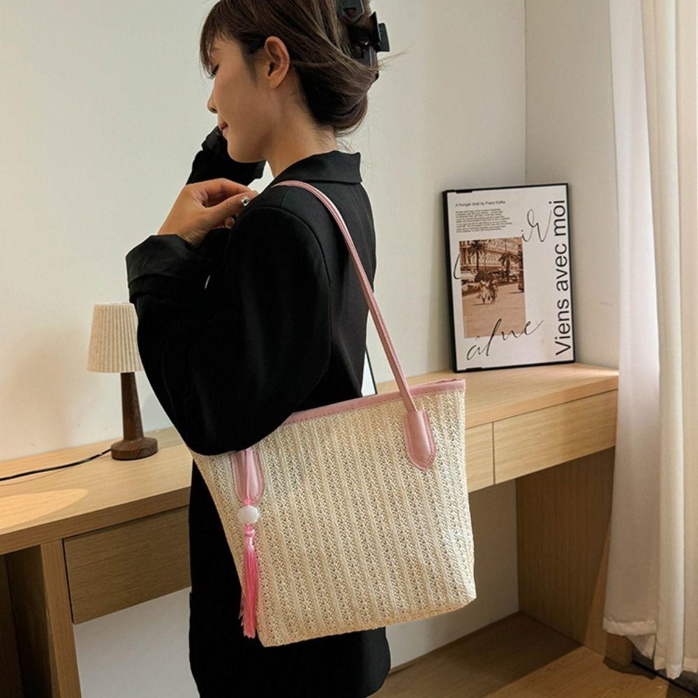 Fashion Bohemian Shoulder Bag Simple Summer Beach Straw Handbag Sweet Weave Tote Bag  Beach