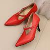 Faux Suede Pumps Women High Heel Shoes 8.5 cm Female T-belt Custom PU Leather Sexy Pointed Toe Thin Heels Working Shoes WSH5253