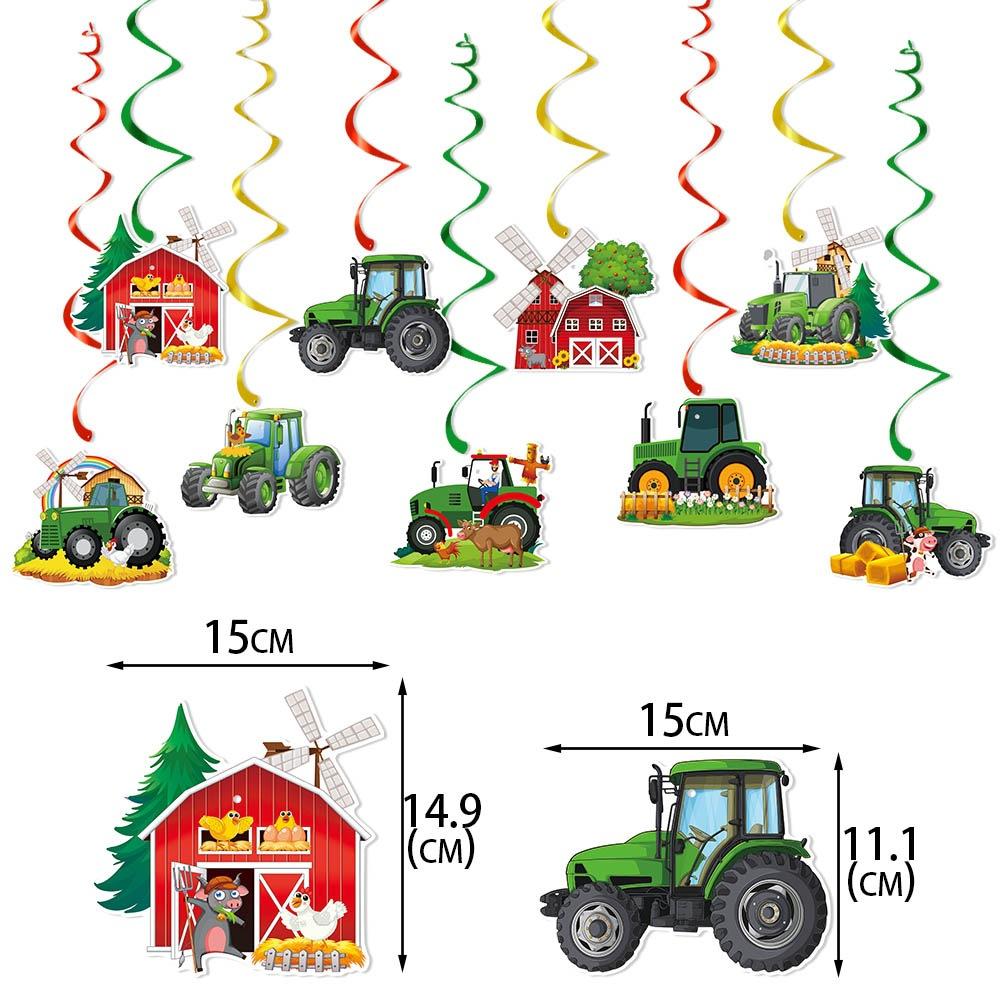 Farm Tractor Birthday Decoration Banner Birthday Party Decoration Flag and Flower Pull Tractor Spiral Pendant