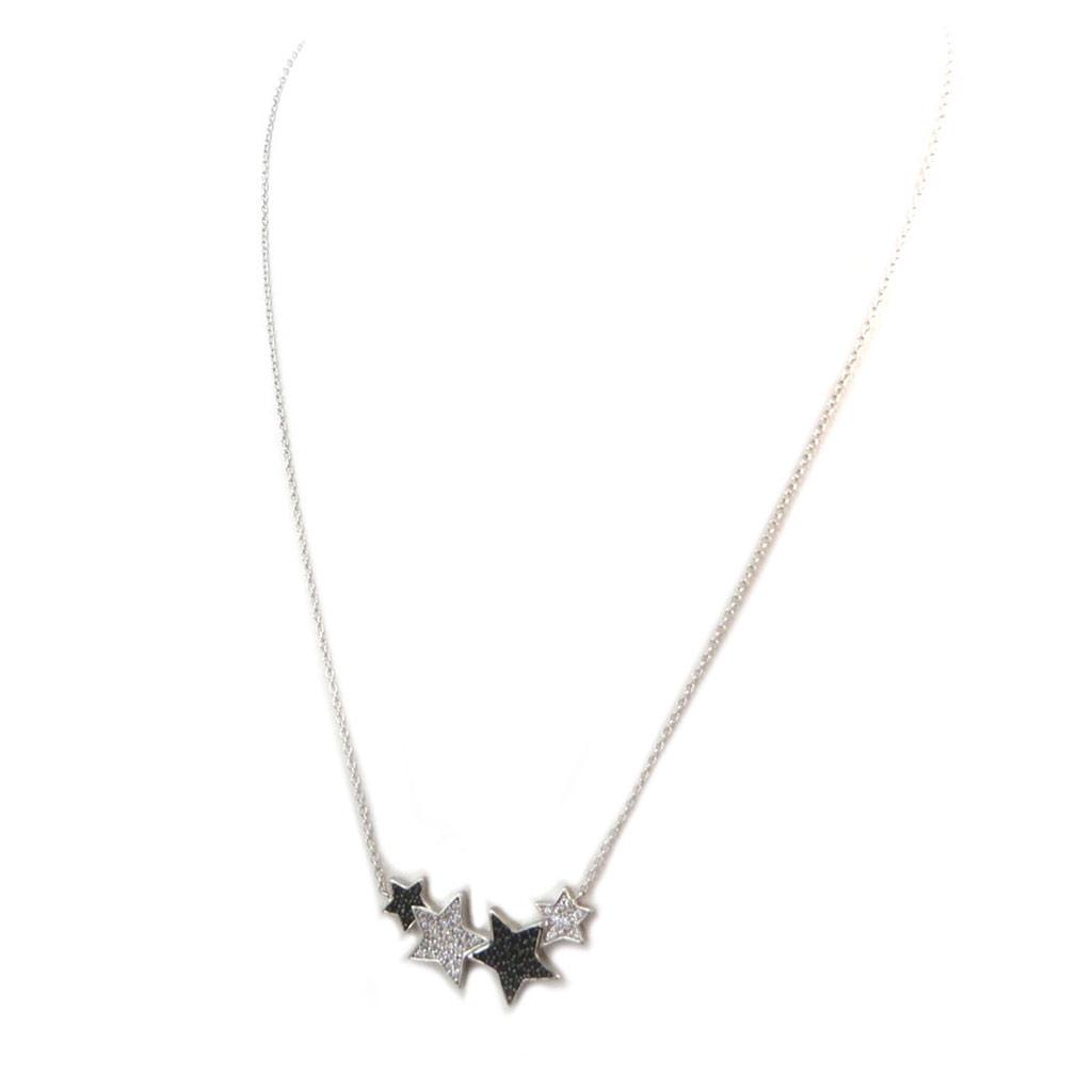 Les Trésors De Lily [P5044] - Silver Necklace 'Star' Black White Silver (rhodium Plated)