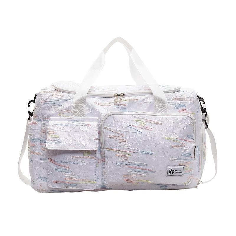 

Large Capacity Travel Duffel Bag for Women, Trendy Lightweight Oxford Cloth, Expandable Gym and Casual Sports Bag with Multi Pockets, Mixed Color бежевый