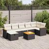 8 Piece Garden Sofa Set with Cushions Black Poly Rattan