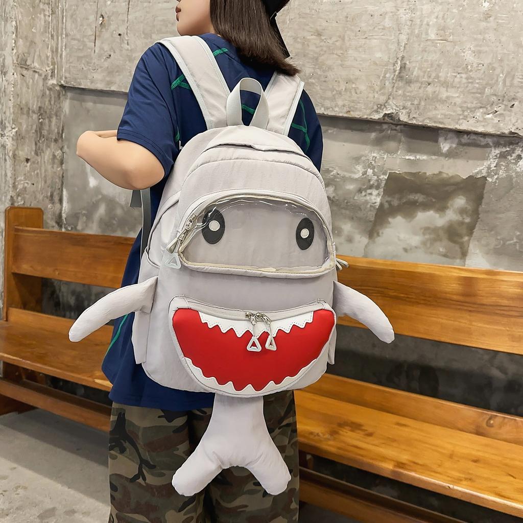 Schoolbag new niche shark backpack funny men and women ugly cute travel large capacity student backpack leisure bag