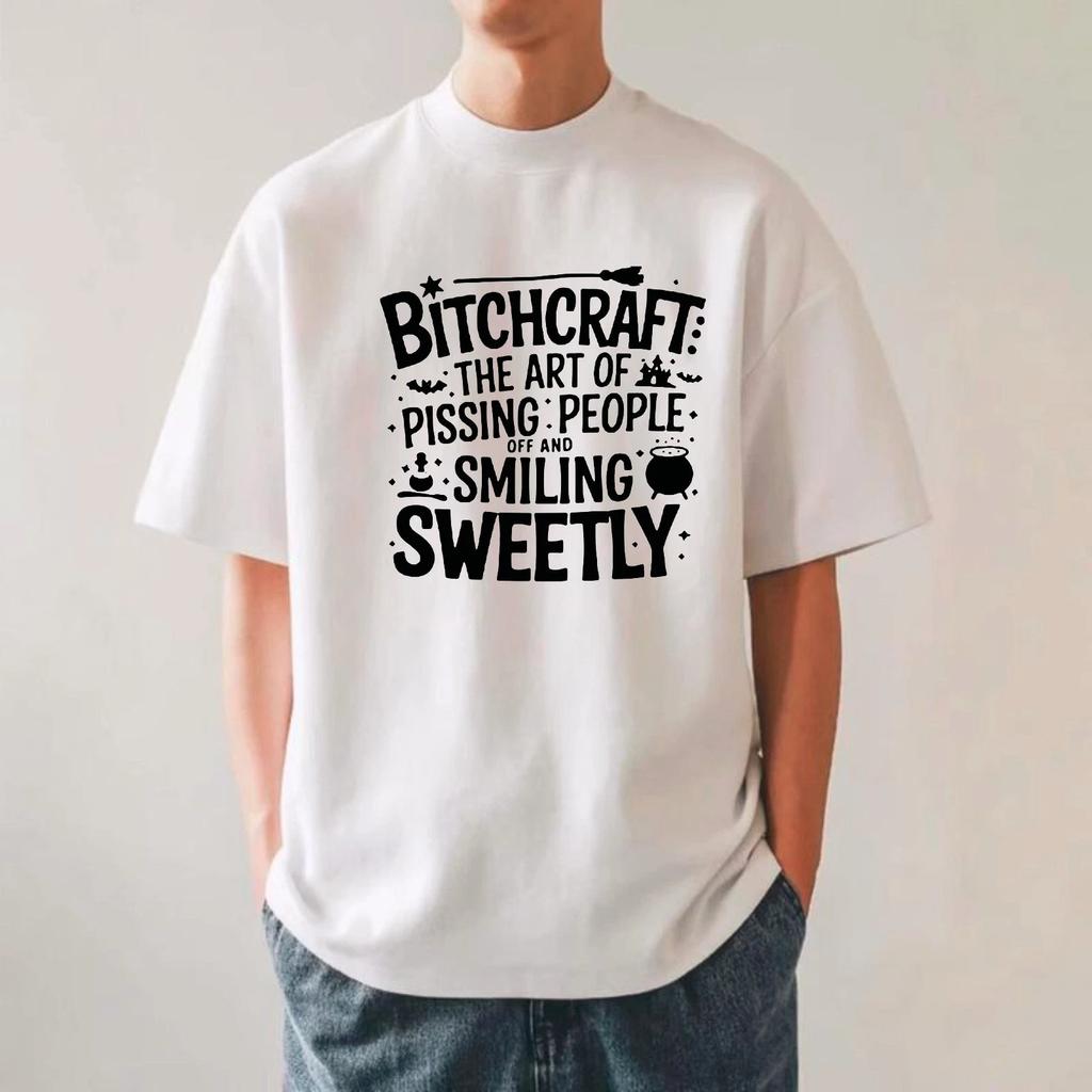 Bitchcraft Witchy Humor Sarcastic Witch Tee Funny Halloween Gag Quote T-Shirt