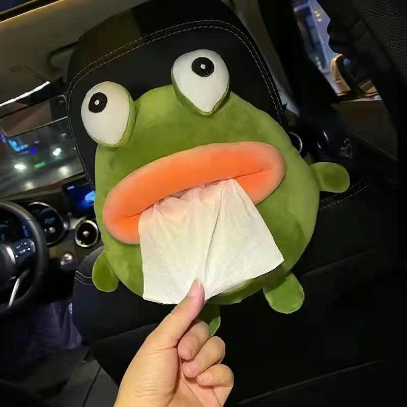 Cartoon Plush Car Tissue Box for Armrest: Cute Hanging Paper Dispenser and Interior Decoration