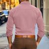 Men Corduroy Long Sleeve Shirt with Button Down Front and Dual Chest Pockets Casual Fit Classic Collar Design
