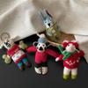 Rabbit Wool Felt Animal Pendant Little Pig Cartoon Keychain Cute Rabbit Keyring  Unisex