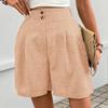 Women's Loose Casual Pants Button -Color High Waist Straight Shorts