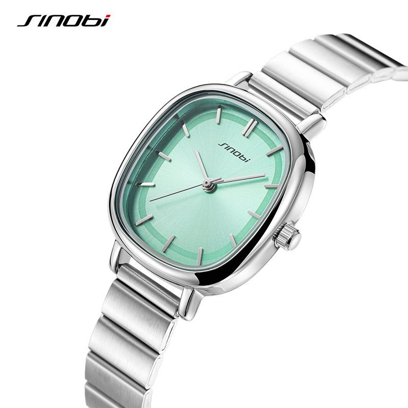 Watch Women'S Waterproof Niche Fashion Quartz Watch Bamboo Pattern Steel Belt Square Watch Women'S Watch 9869