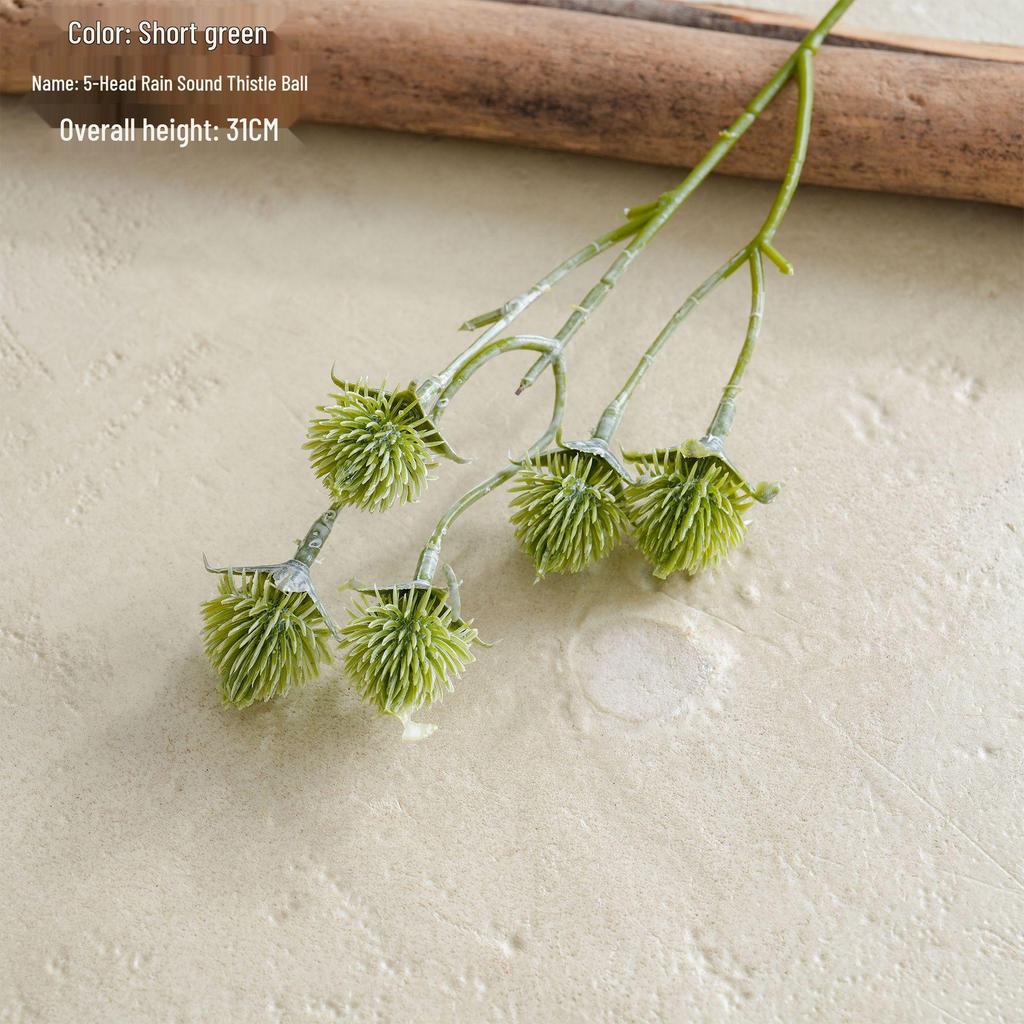 5-Head Green Thorn Ball Artificial Plant for Wedding Decorations - INS Style