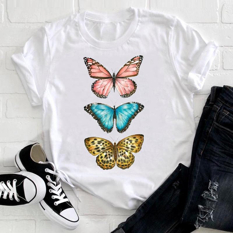 Watercolor Flower Cute Ladies T-shirt Women 90s Trend Fashion Short Sleeve Clothes Print Tshirt Graphic Female Tee Top