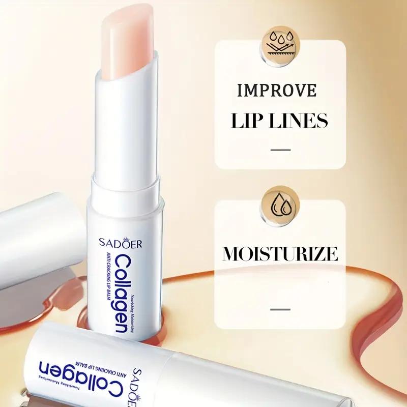 Kolagenový balzám na rty, vyživující hladké, jemné a jemné rty. Vysušení, zvýšení elasticity, hydratace a zvlhčení rtů, kolagenová péče o pleť