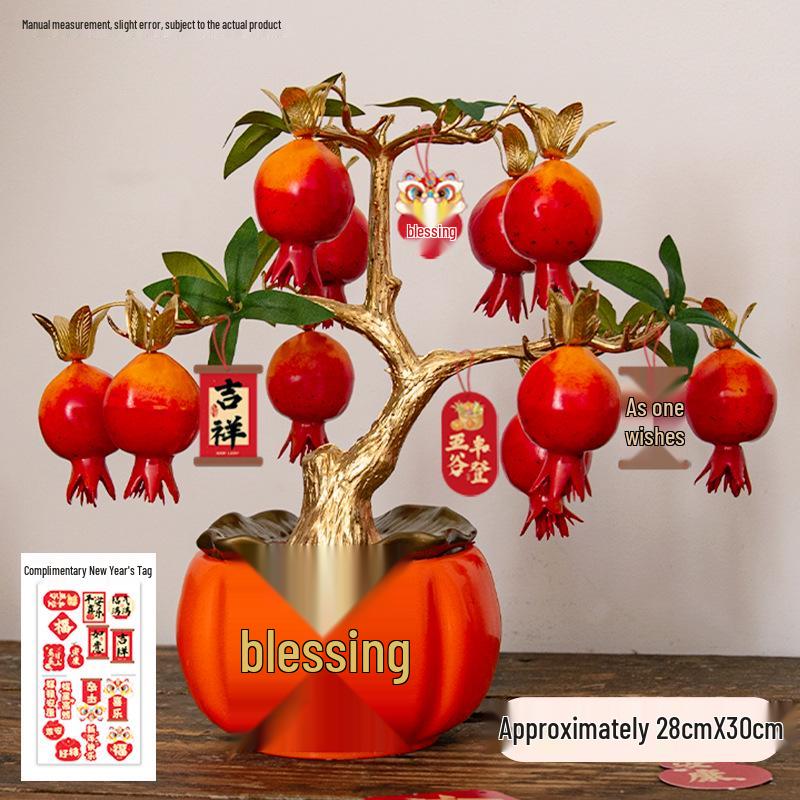 

Artificial Pomegranate & Persimmon Tree, Perfect for Spring Festival or New Year Decor in Living Room, Entrance, or TV Cabinet.