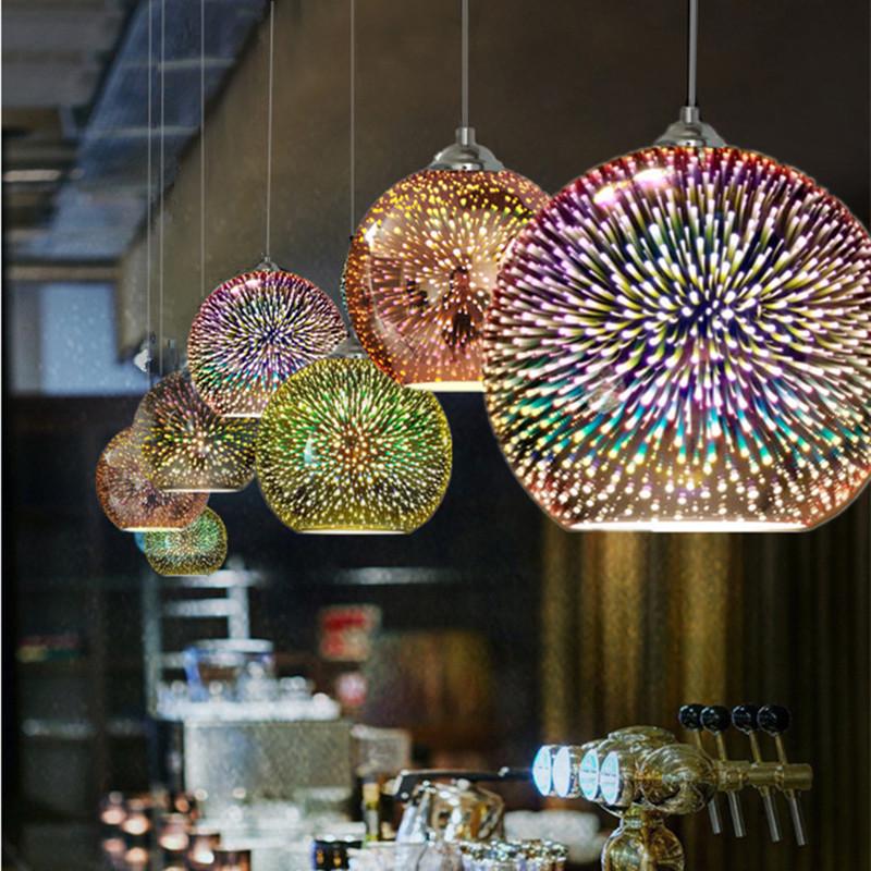 3D LED Colorful Glass Pendant Light - Nordic Minimalist Design for Dining, Shop, Restaurant, or Bedroom