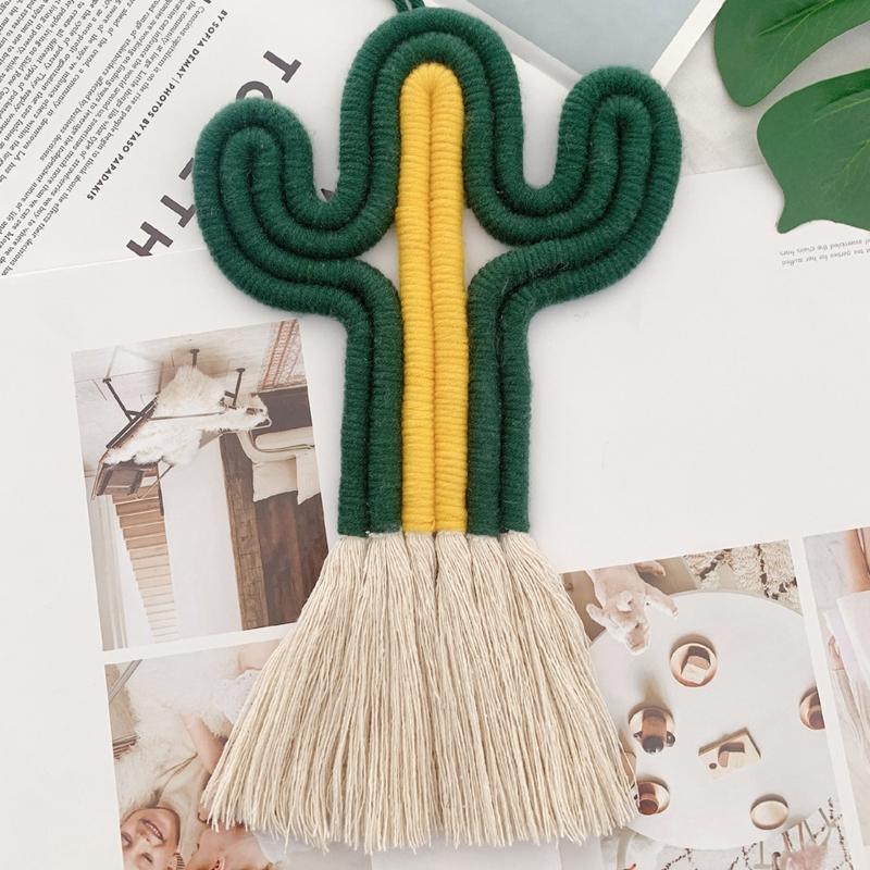 Cactus-shape Garden Ornament Wall Hanging Ig Bohemian Macrame Rainbow Wall Decor Handmade Macrame Rainbow Cactus-shape