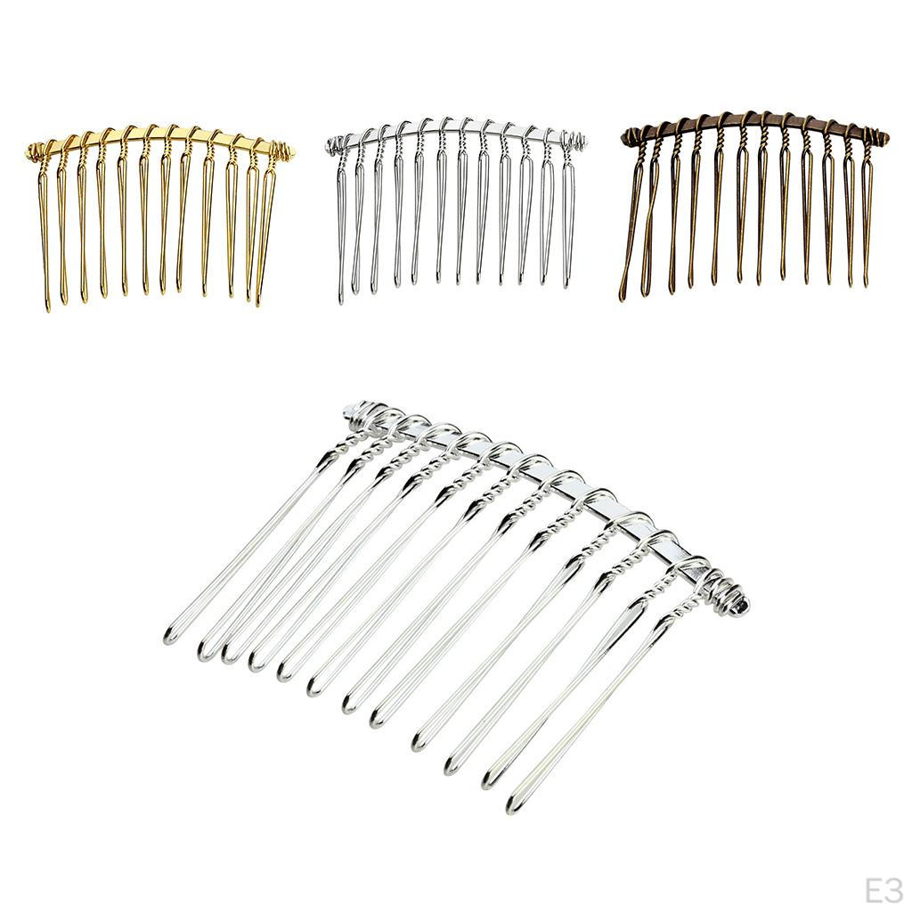 12 Hair Clip Combs Metal Slide Wire Bridal Wedding Fascinator Headpiece , Gold, As