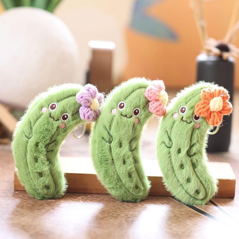 Cute Cucumber Plush Toy Keychain With Soft Pp Cotton For Kids And Bag Decor
