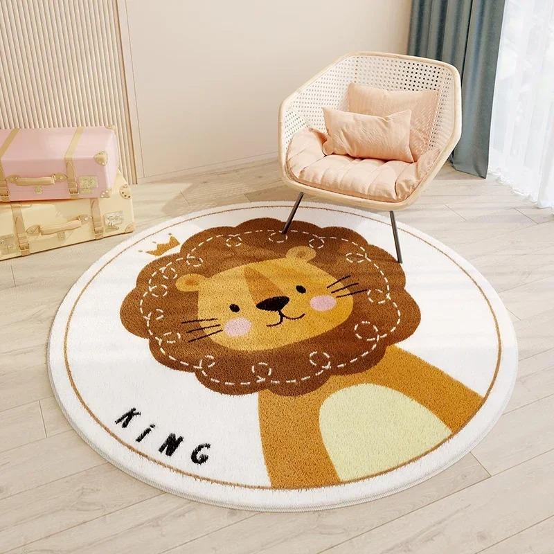 Cartoon Cute Carpets for Living Room Bedroom Decor Round Rugs Non-slip Chair Floor Mat Children's Room Bedside Carpet Study Rug