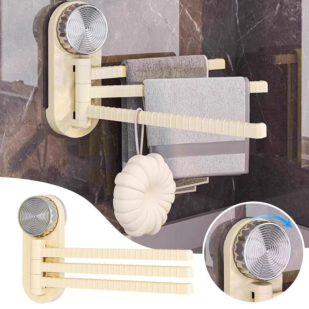 New Suction Cup Towel Rack Wall-mounted Traceless Rotatable Towel Holder Strong Row 3-Bar Towel Hanger