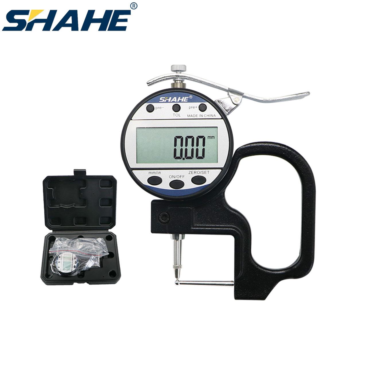 Shahe 0-10 0.01mm Digital Thickness Gauge Leather Thickness Fast Dispiay Data for Large LCD Screen Tube Thickness Gauge 0-10mm Depth 30mm