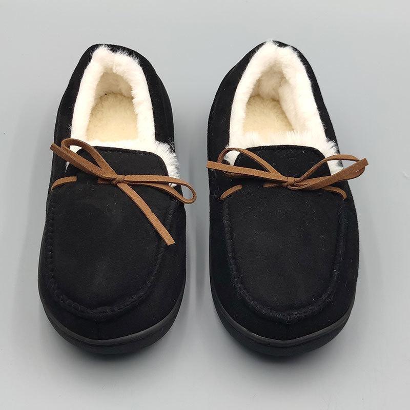 Autumn and Winter Warm Casual Shoes for Women Bowknot Round Toe All-inclusive Home Wear Cotton Shoes
