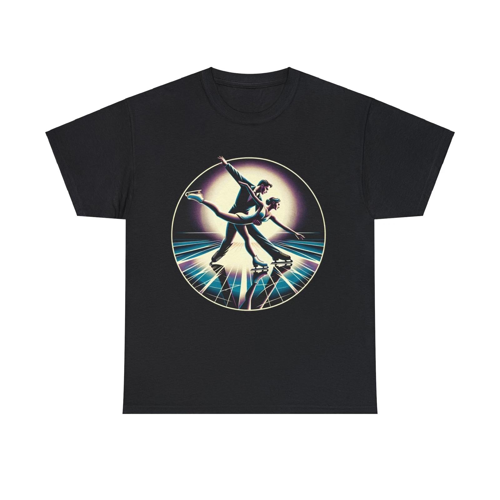 Unisex Adult T Shirt Art Deco Ice Dance Duo Olympic Figure Skating Ice Skates XL