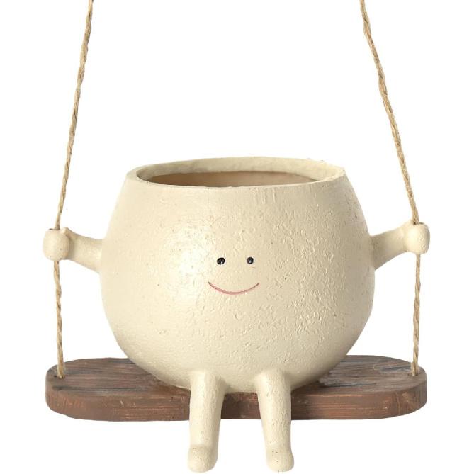 Swing Face Planter Pots, 1/2PCS Wall Hanging Head Planters, Smile Face Resin Flower Pot, Creative Succulents Plants Pot Basket, for Indoor, Outdoor,