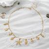 Summer Beach Necklace, Shell Conch Starfish Charms Necklace, Adjustable Coastal Style Necklace for Women Seaside Holiday Jewelry
