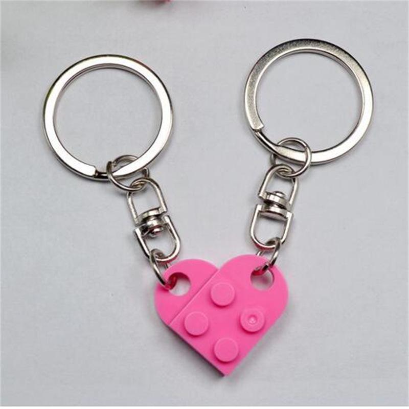 LEGO Heart Puzzle Keychain: European & American Style Building Block for Couples