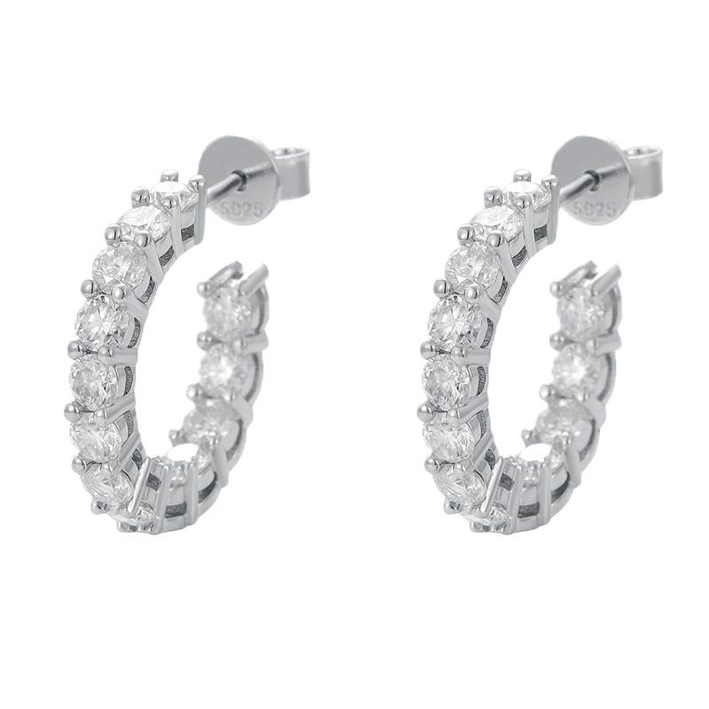 0.1CT Moissanite Stud Earrings Women S925 Sterling Silver Full Pave Moissanite Hoop Earrings Sparkling Fashion Jewelry Gift
