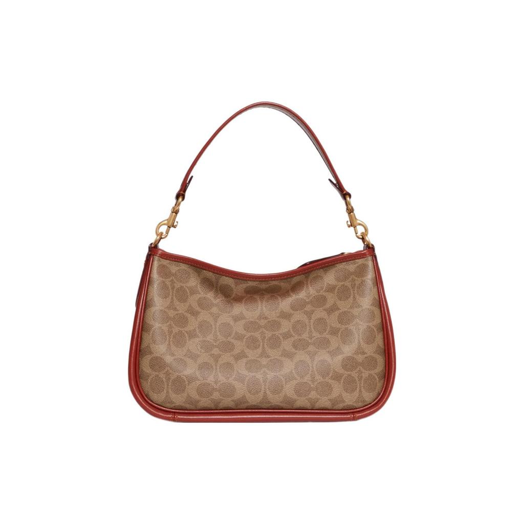 Coach Cary 28 Classic Monogram Zipper Metal Buckle C Logo Coated Canvas And Calfskin Tote Shoulder Crossbody Bag Large Women Bags Brown CC438-B4NQ4