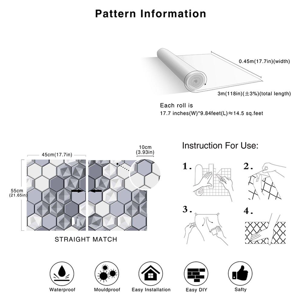 Modern Geometric Vinyl Self-Adhesive Peel And Stick Wallpaper - Bedroom Living Room Decor Sticker for Home Wall Design