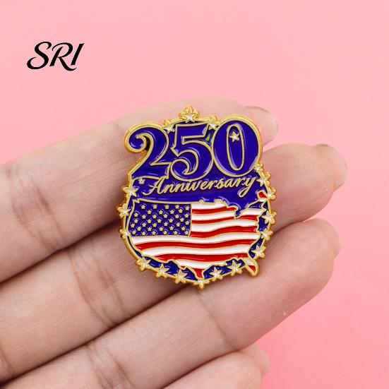 Fashion Brooch Liberty 250th Anniversary Commemorative Pin, American Flag Patriotic Lapel Brooch Artistic Accessory Metal 250 Years Semiquincentennial