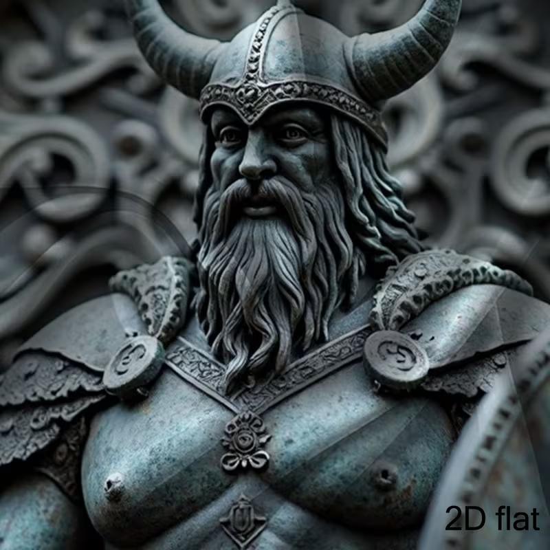 2D Nordic Viking Warrior with Horned Helmet Studio Background 47.2x31.5inch/120*80cm